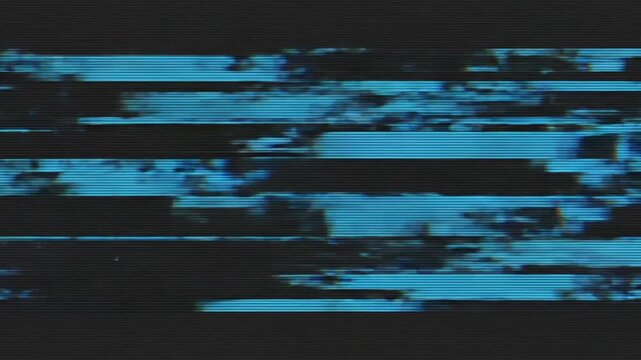 Abstract digital glitch sequence capturing fragmented visual disruptions in a dynamic scene