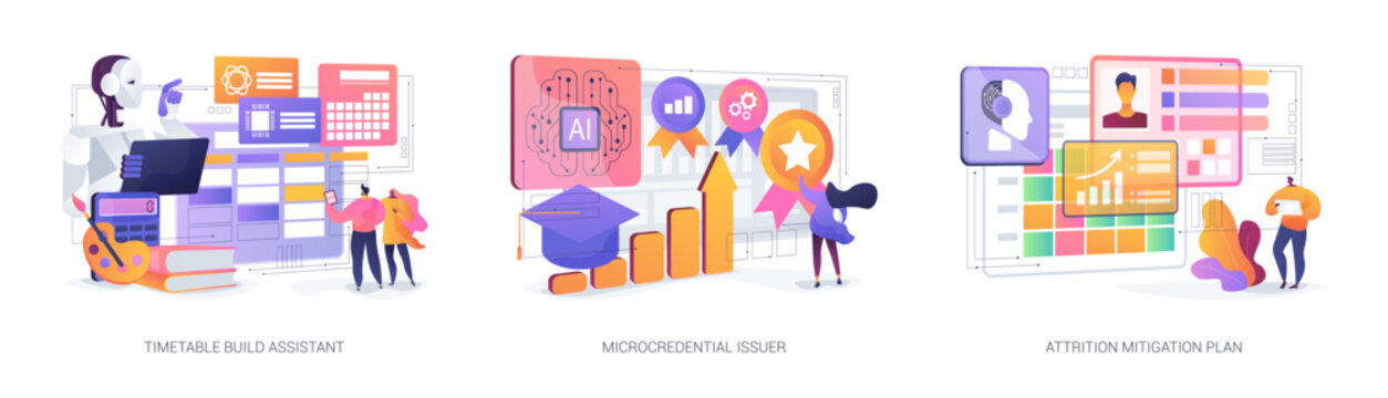 Adaptive Data-Driven Learning Support abstract concept vector illustrations.