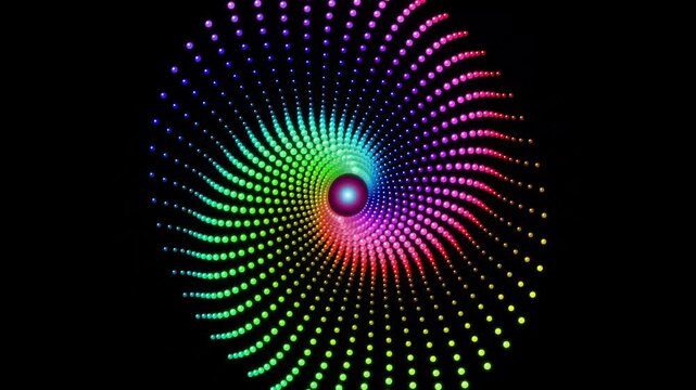 Abstract spiral pattern of glowing colorful dots
