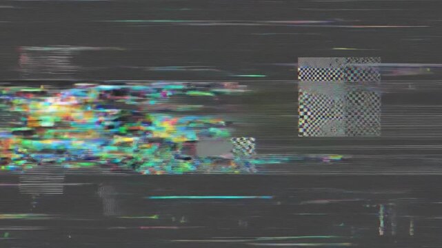 Dynamic digital glitch effects showcasing vibrant colorful data distortions with scanning artifacts