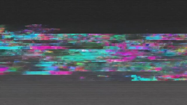 Abstract digital distortion visual with colorful glitch effects and horizontal lines