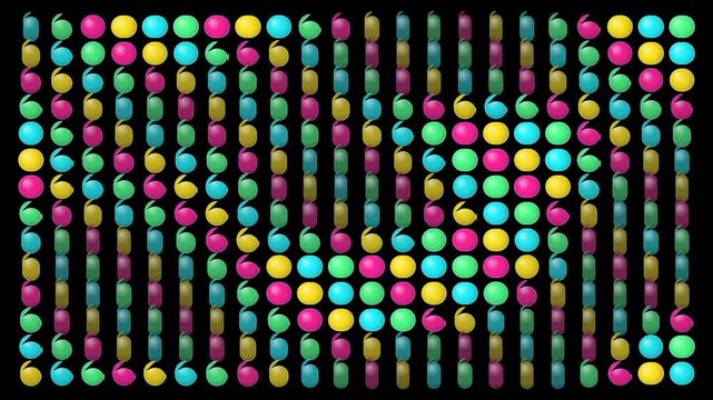 Abstract pattern of colorful balloons on black background
