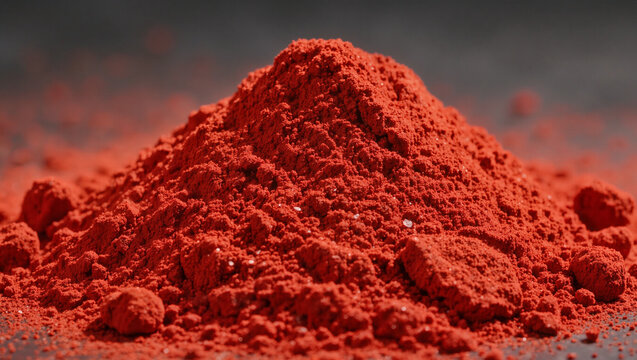 Cinnabar Red Pigment Powder Texture Macro Close-Up, Natural Material Background Pattern
