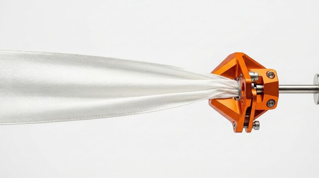 Industrial machine testing tensile strength of white silk fabric