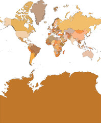Obraz premium Editable Political World Map Vector Illustration With Named Country Layers