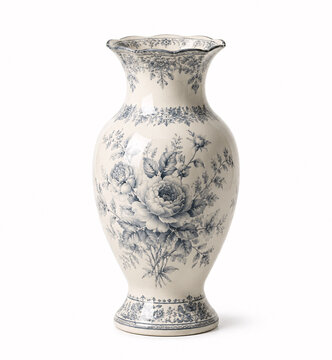 porcelain ceramic vase with blue floral pattern