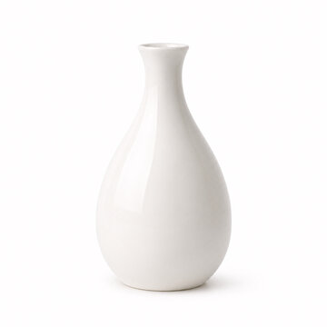 Simple white ceramic vase on a clean white background