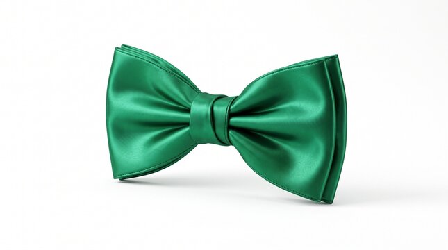 Emerald green silk bow tie, elegant satin necktie for formal events, luxury emerald green fashion accessory on white background