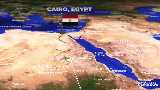 Flight From Nairobi KENYA to Cairo EGYPT with flag pins