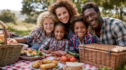 Fototapeta premium happy_family_enjoying_outdoor_picnic