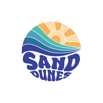 Sand Dunes Vector Design. Sunshine Paradise Abstract Wave Good Vibes. Print Design Isolated on White Background