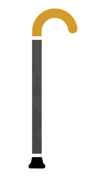 Minimalist icon of an elegant walking cane with a curved handle on a plain white background modern healthcare concept