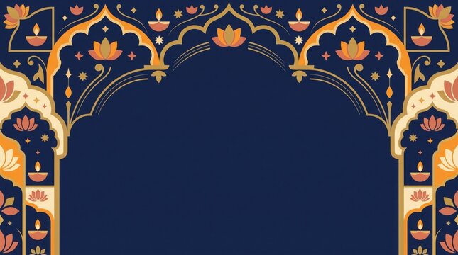 A stunning diwali archway design with intricate patterns celebrating the festival of lights and new beginnings
