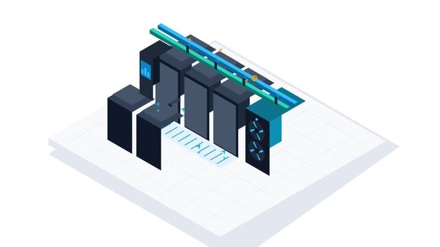 Data Center Infrastructure and Automated Cooling Workflow Animation Motion