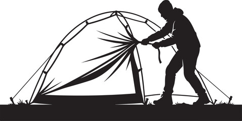 Setting up tent silhouette camper dome shelter outdoor nature © SULTAN MIAH