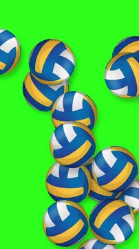 Bursting Volleyballs Animation on Green Screen Background