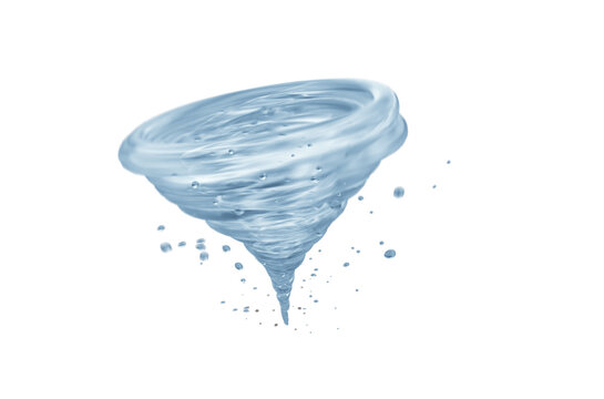 Blue Swirling Water Tornado with clipping path, 3D rendering
