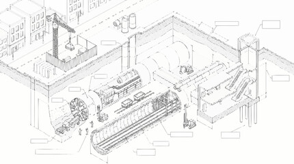 Fototapeta premium Metro construction and underground subway tunnel engineering