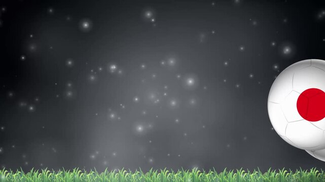 Animated Soccer Balls with Japan Flag Pattern Bouncing on Grass