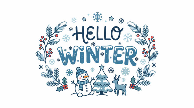 hello winter vector wallpaper