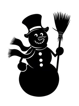 snowman with a broom vector 