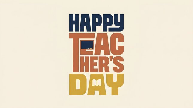 Happy teachers day typography design with school supplies texture pattern