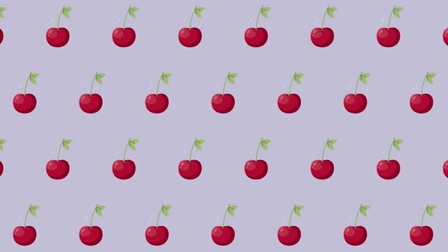 Cute kawaii cherry pattern background seamless loop wallpaper design