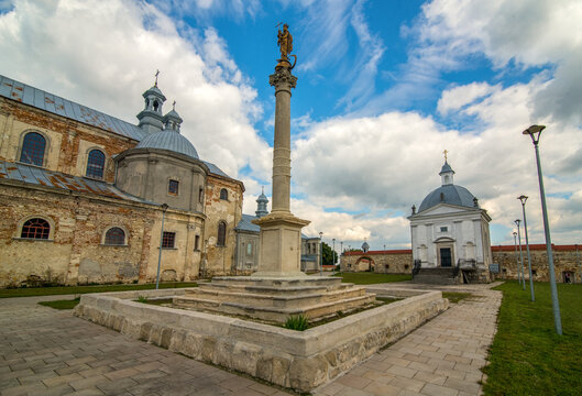 courtyard of the historic monastery of the Origin of the Tree of the Holy Cross in the village of Pidkamin, Lviv region