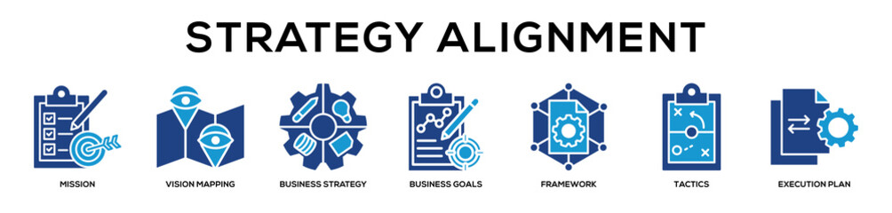 Fototapeta premium Glyphcolor - Strategy Alignment web banner icon vector illustration concept