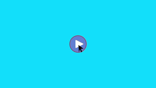 play pause button animation with mouse click and ripple wave effect on blue background.