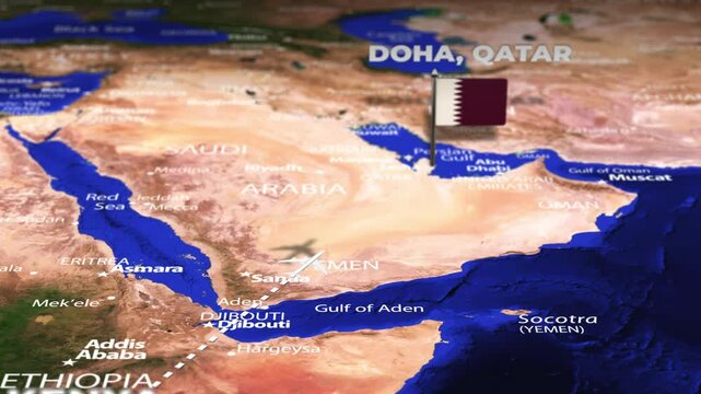 Flight From Nairobi KENYA to Doha QATAR with flag pins