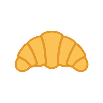 A simple flat vector icon illustration of a tasty golden brown croissant pastry for breakfast food and bakery design projects isolated on transparent background, Vector
