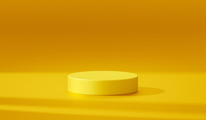 Fototapeta na wymiar Yellow 3d podium background stand for product display cylinder mockup pedestal
