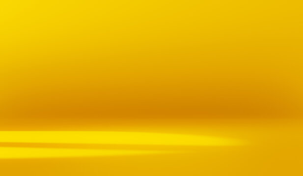 Sunny yellow summer background with empty room studio floor and wall on backdrop