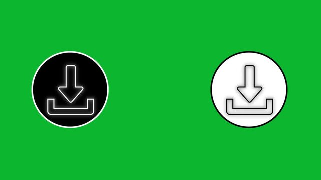 Animated download icon set appearing on green screen background for video editing and app interface design.