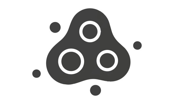 Minimalist black icon of a single-celled microbe with an amoeboid shape and internal vacuoles isolated on white background. Biology and science concept