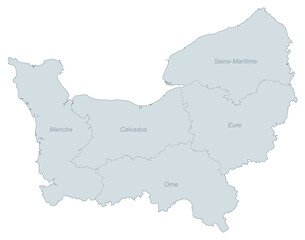Obraz premium Normandy Region Map - Administrative Divisions