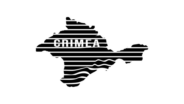 Relief map of Crimea, black isolated vector silhouette