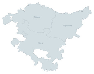 Fototapeta premium Map of the Basque Country (Euskadi) in Spain showing the provinces of Bizkaia, Gipuzkoa, and Alava