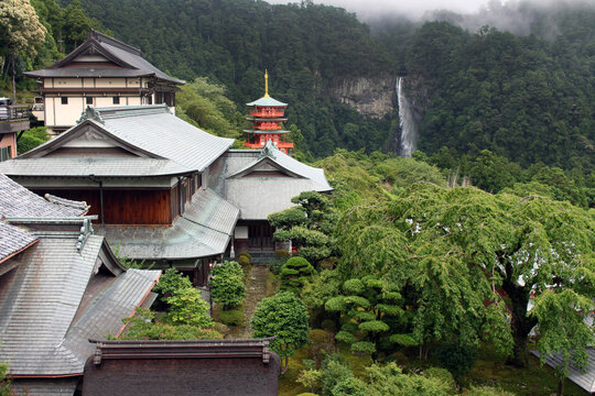 Three Story Pagoda and Shrouded Nachi Falls along the Nachi Route, Nachikatsuura August 2026