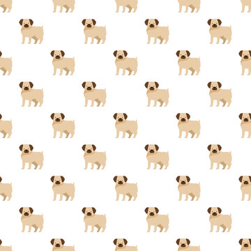Cartoon pug dogs forming a fun, repetitive, and endless design