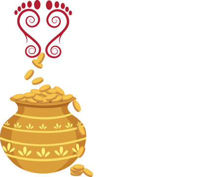 Lakshmi Charan with Pot of Gold Coins dhanteras festival 
