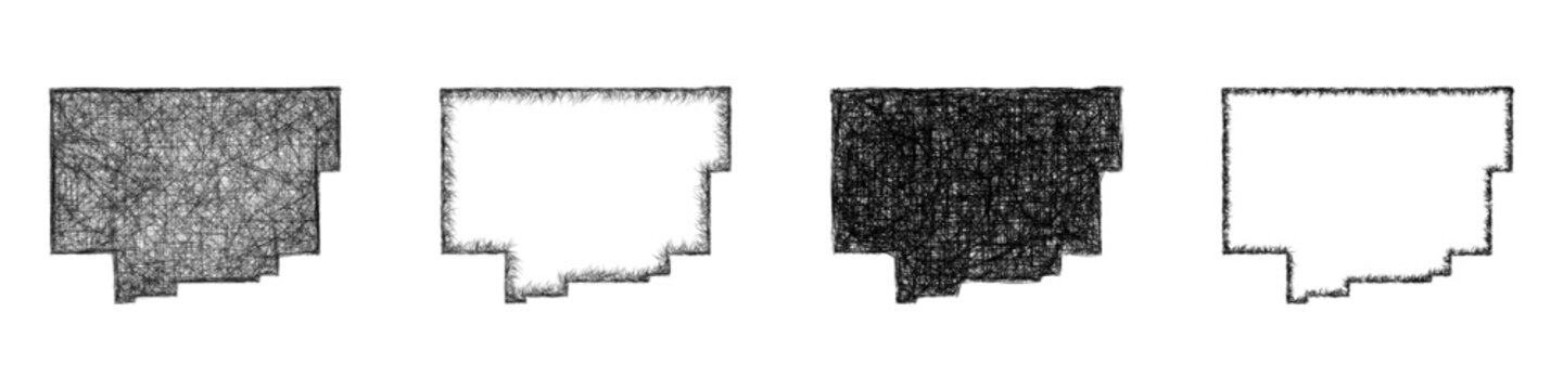 Sketch monochrome Comanche County (Oklahoma) outline map design set