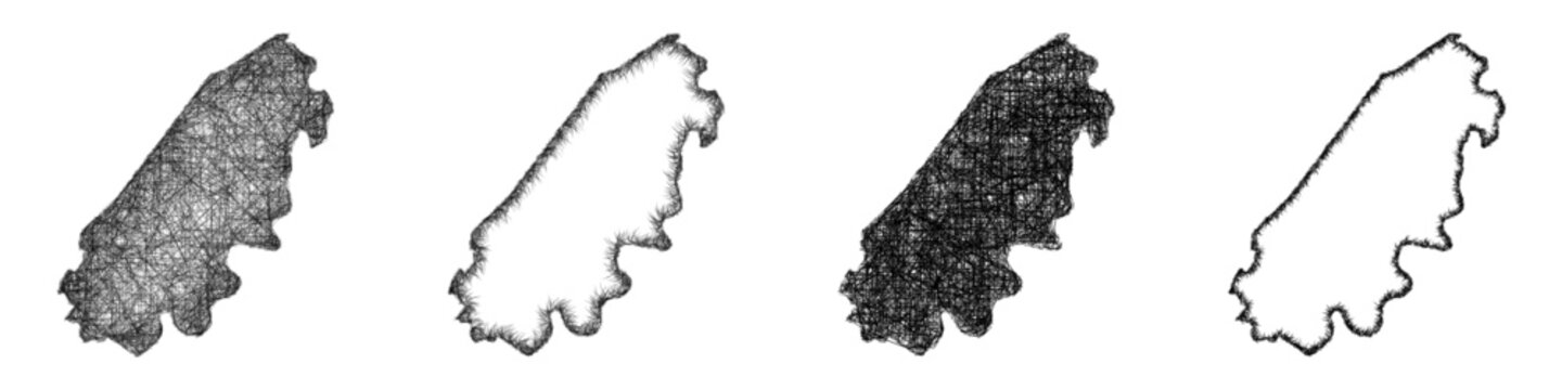 Sketch monochrome Rhea, Tennessee outline map design set