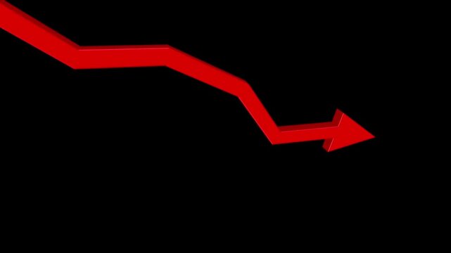 Red falling chart arrow showing financial loss and business crisis decline