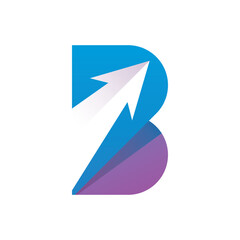 Modern Letter B Arrow Logo Minimalist © iyonstock