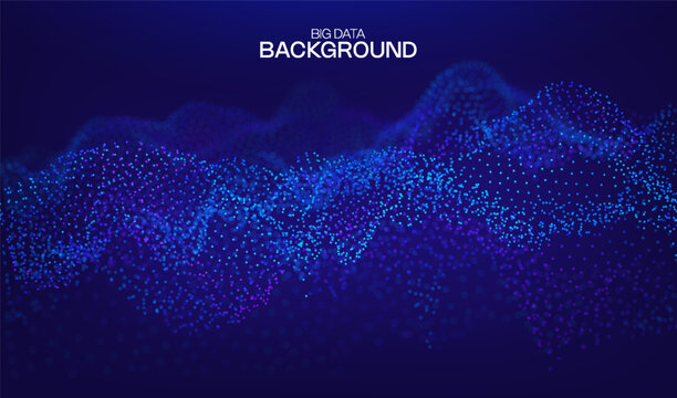 Abstract future ai background with blue big data and digital dots for tech and technology science presentation. Line cyber business network 3d backdrop. Connection graphic design.
