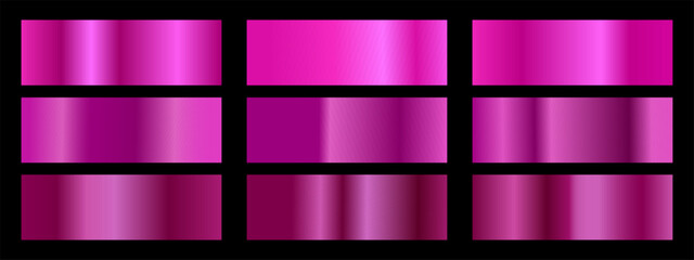 Set of bright pink and magenta metallic foil gradient swatches © Anastasiia