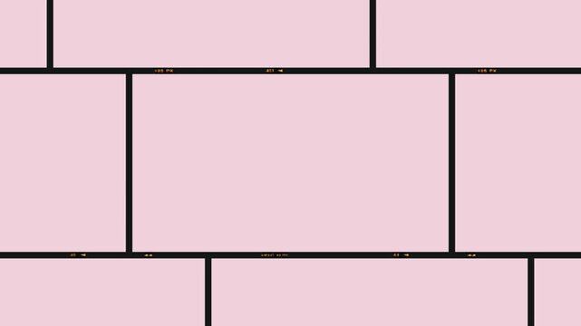 Abstract Black Grid of Rectangular Panels on Pale Pink Background