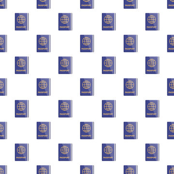 Blue international passports featuring a globe symbol creating a repeating background pattern